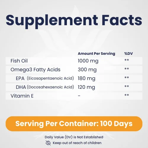 Vista 2 de Aceite de pescado 1000 mg Softgels, 300 mg Omega 3 Suplementos, 200 cápsulas blandas, suministro de 100 días