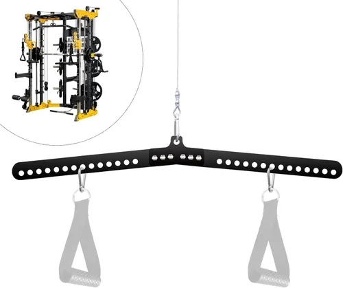 Vista 6 de Sistema de doble polea cruzada de cable con mango en D de 32 pulgadas, cuerda de entrenamiento, accesorios para máquina de ejercicio, esparcidor