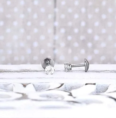 Vista 5 de Aretes ComfyEarrings con tuerca y cristales CZ de 0.15 pulgadas