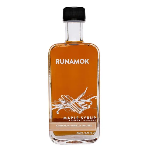 Jarabe de arce de maple con infusión de canela-vainilla Runamok - Jarabe de arce auténtico y real de Vermont | Edulcorante natural y sin gluten |