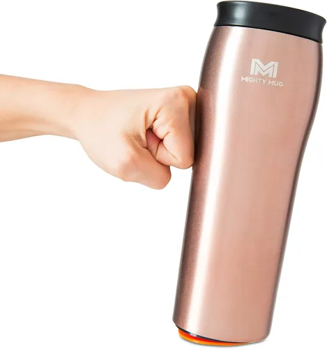 Mighty Mug | La Taza que no se Vierte | Agarre cuando se Golpea, Se Levanta para Sorber | Vaso Termo de Acero Inoxidable Aislado | Amigo del Oro rosa