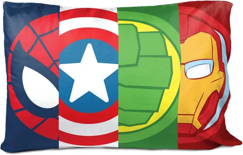 Vista 2 de Jay Franco Marvel Super Hero Adventures - Juego de 2 fundas de almohada de doble cara para niños, súper suave, con Capitán América, Hulk, Iron Man