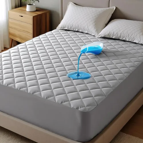 Bedsure Protector de colchón impermeable tamaño individual, cubrecolchón acolchado con bolsillo profundo de hasta 22 pulgadas, funda de cama suave,