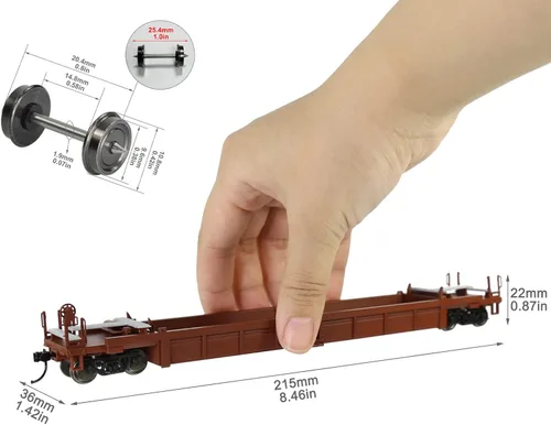 Vista 4 de Evemodel C8749 HO Scale 40ft Well Car 1:87 Fondo cóncavo 40' Carro de coche plano (3pcs - marrón)