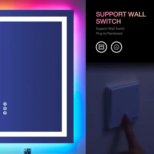 Vista 215 de LOAAO Espejo de baño LED de 28 x 36 pulgadas con luces, antiniebla, regulable, retroiluminado + iluminado frontal, espejo de tocador de baño