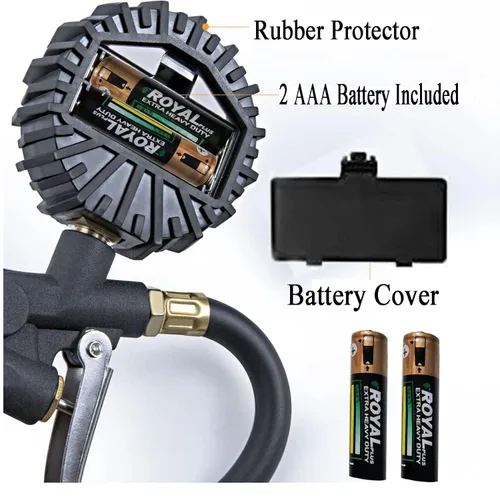 Vista 5 de PINKJOY Medidor digital de presión de neumáticos con inflador, manómetro de aire de 250 PSI y accesorios de compresor de servicio pesado