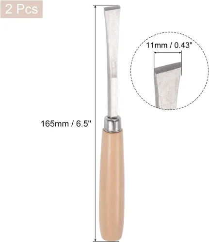 Vista 2 de uxcell Cuchillo para tallar cinceles de madera, 0.394 in cromado 45 # acero al carbono punta plana herramienta de mano para carpintería Graver 6.496