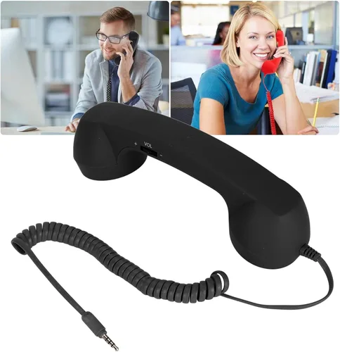 Vista 6 de Retro Phone Handset, Vintage Telephone Handset, Built in HD Speaker & Microphone Vintage Telephone Receiver Plug Play with 3.5mm USB C for Black