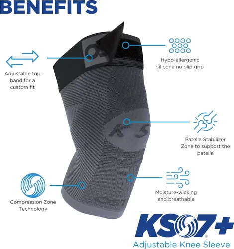 Vista 3 de OrthoSleeve KS7+ Adjustable Knee Sleeve for Knee Pain Relief, Running, Tendonitis, Arthritis & Swelling Medical Grade Compression with Adjustable