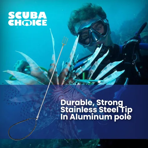 Vista 8 de Scuba Choice Spearfishing - Eslinga hawaiana de poste de aluminio de 3 pies con punta de arpón de 3 puntas