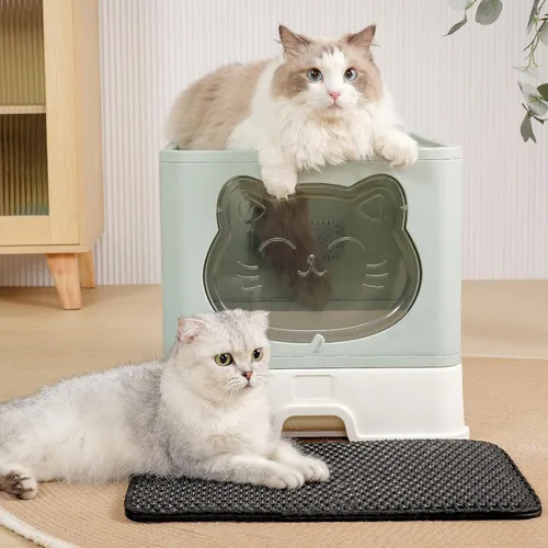 Vista 7 de XL Enclosed Cat Litter Box with Stainless Steel Drawer & Lid - Extra Large, Leak-Proof and Odor-Control Covered Design Litter Tray or Indoor Cats