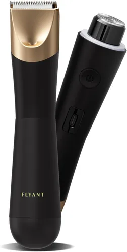 Flyant - Recortadora de bikini para mujer, afeitadora eléctrica 2 en 1 para mujer, recortadora de pelo púbico, impermeable, IPX7 con LED, maquinilla