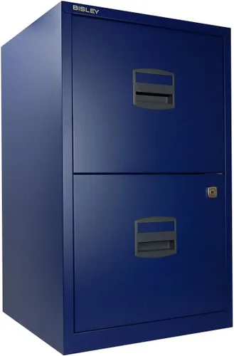 Vista 2 de Bisley Archivador de acero con dos cajones para el hogar u oficina, azul marino (FILE2-NV)
