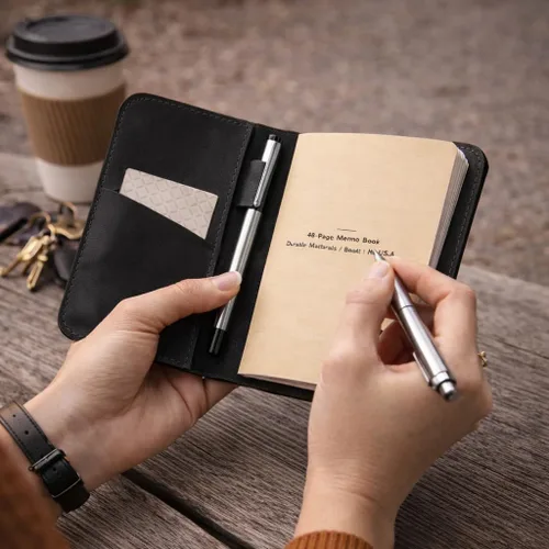 Vista 3 de Leather Journal Cover for Field Notes, Notebook Cover for Cahier, Wallet Case, (3.5 x 5.5 in.) Cards Slot/Refillable Travelers Pocket Notebook