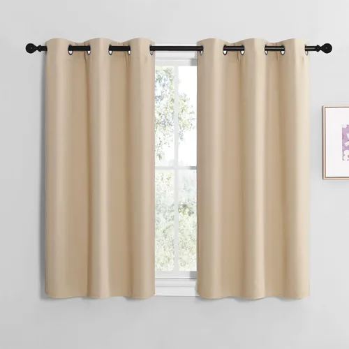 NICETOWN Paneles de cortinas opacas para dormitorio, color beige biacotti, 2 paneles, 29 pulgadas de ancho x 20 pulgadas de largo, cortinas opacas