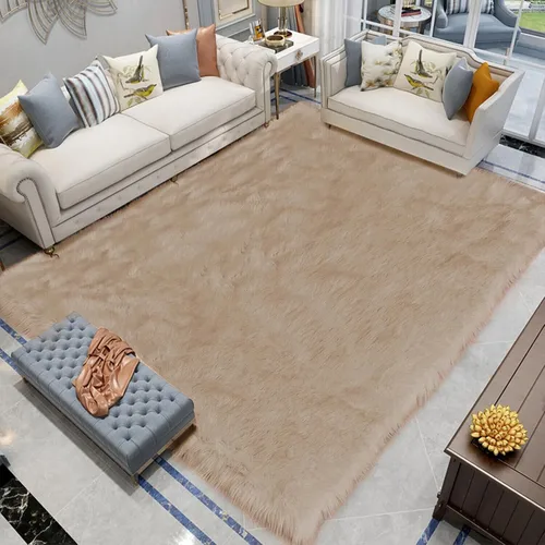 Vista 108 de Latepis - Alfombra rectangular de piel sintética tipo lana de oveja suave y esponjosa de estilo bohemio para sala de estar, dormitorio y residencias