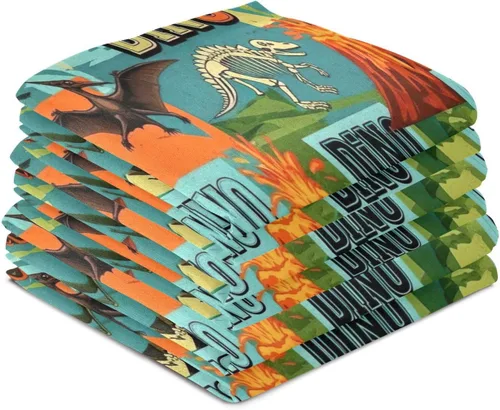 Vista 4 de Retro Dinosaur S Dish Towels Set, 28x18 Decorative Polyester Hand Towels