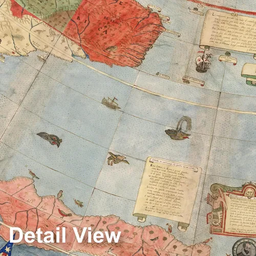 Vista 3 de Urbano Monte World Map 1587 - Impresión de planisferio antiguo raro, arte de pared de mapa histórico vintage, 36 x 36 pulgadas