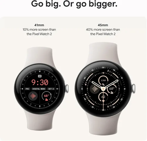 Vista 2 de Google Pixel Watch 3 (45mm) Modelo 2024 - Reloj inteligente Android, seguimiento de frecuencia cardíaca, Fitbit para correr avanzado, información