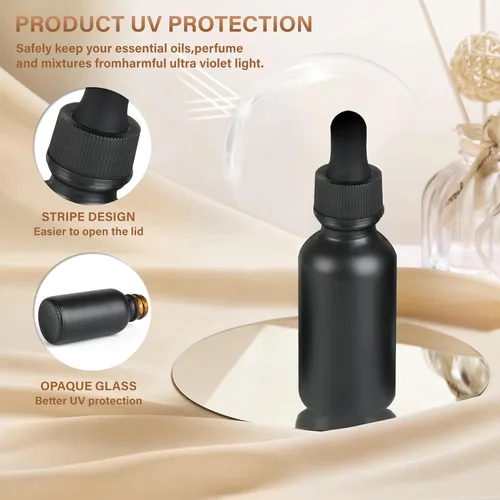 Vista 78 de NOOEEISS 4 piezas, botella con cuentagotas de 1 oz, botella de vidrio ámbar con cuentagotas, botellas de tintura con cuentagotas, acabado elegante