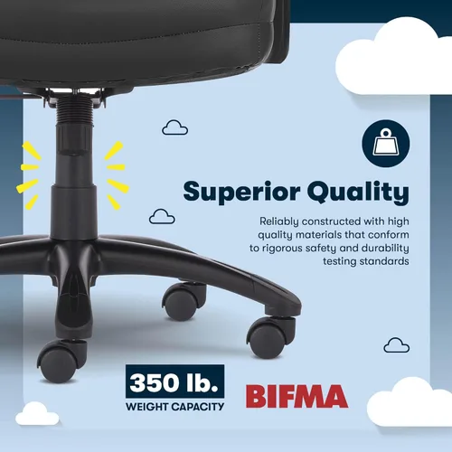 Vista 9 de Serta Comfort Executive Silla de oficina grande y alta, silla ergonómica de escritorio de computadora con respaldo alto, asiento acolchado Negro