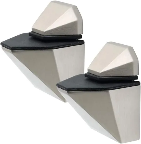 Vista 3 de Soporte de pared ajustable de metal para madera/vidrio, 2 unidades o un par, níquel cepillado (paquete de 2)