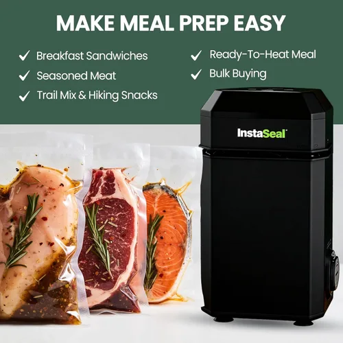 Vista 8 de InstaSeal Sellador al vacío para alimentos con 12 bolsas, conserva los alimentos 5 veces más tiempo, diseño vertical compacto que ahorra espacio que