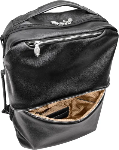 Vista 3 de McKlein U Series East Side Mochila para portátil, cuero negro (18875)