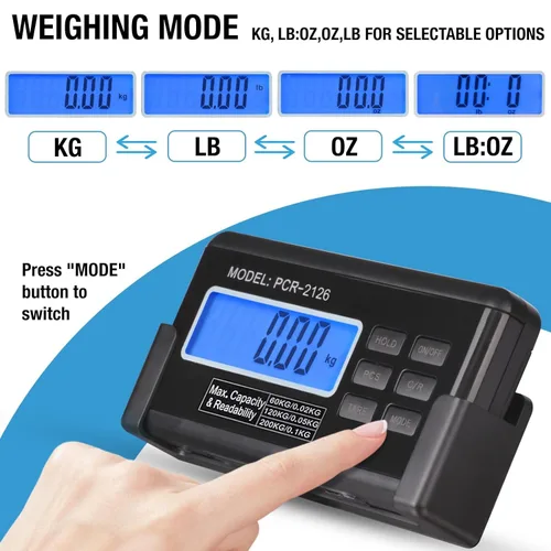 Vista 4 de Báscula de envío grande de 440 libras, plataforma de acero inoxidable resistente de 15 x 12 pulgadas, para suelo postal industrial, oficina, hogar