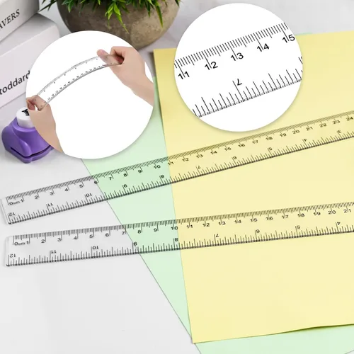 Vista 3 de Koogel Paquete de 2 reglas de plástico transparente, regla recta inastillable de 12 pulgadas con pulgadas y centímetros para la escuela, el hogar