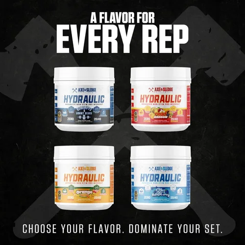 Vista 6 de Axe & Sledge Hydraulic Stim-Free Pre-Workout Powder for Men & Women, Performance, Stamina, Focus, Pumps, L-Citrulline, Beta Alanine, Creatine