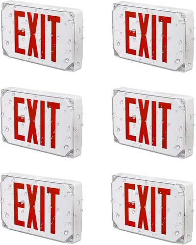 Vista 12 de LEONLITE Señal de salida LED roja, luz de salida de ubicación húmeda con batería de respaldo, certificación UL, iluminación de emergencia cableada