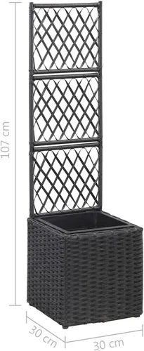 Vista 7 de Cama elevada enrejada con 1 maceta de 11.8 x 11.8 x 42.1 pulgadas, ratán negro, cama de jardín elevada, macetas al aire libre para jardín de hierbas