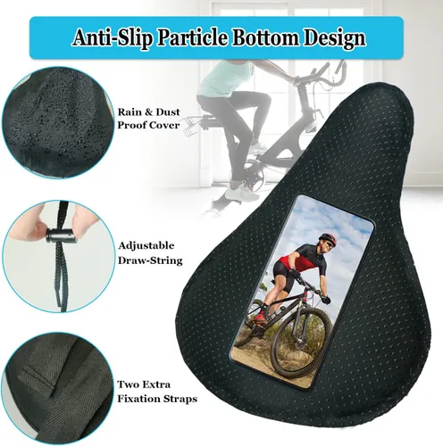 Vista 5 de Geronmine Funda de Asiento de Bicicleta de Gel Acolchada Cubiertas de Sillín de Bicicleta para Mujeres y Hombres, Funda de Cojín de Asiento