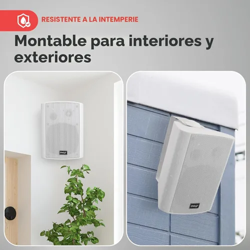 Vista 4 de Pyle Sistema de altavoces impermeables de montaje en pared de 6.5 pulgadas para sistema de sonido envolvente Bluetooth inalámbrico en interiores