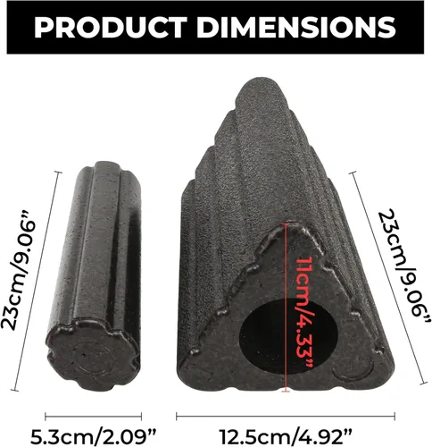 Vista 2 de Bloques de yoga 2 en 1 rodillo EPP de espuma triangular, bloque de cuña triangular de 9 x 5 x 4 pulgadas para cuello, cintura, caderas y piernas
