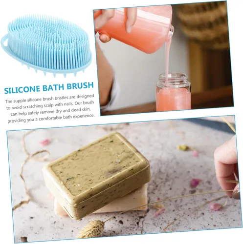 Vista 4 de Vaguelly Sensory Brush with Soft Silicone Bristles for Bath Dual Sided Body Scrubber with Hanging Hook Gentle Exfoliating and Sensory Training Safe