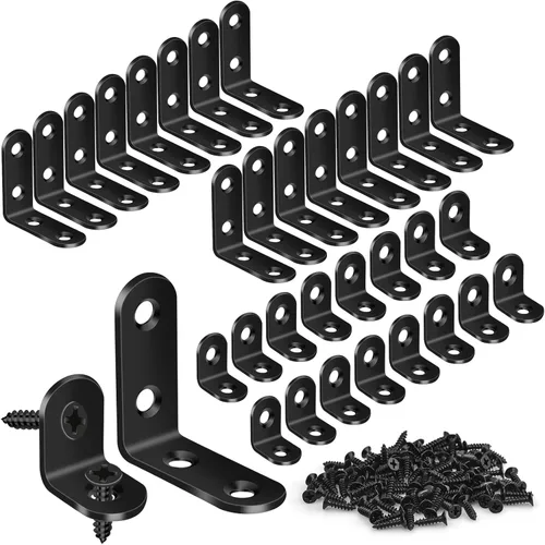 Vista 11 de MAPVOLUT 32 PCS Soportes en L, Soportes en L de Servicio Pesado para Estantes de Madera, con 100* Tornillos, Soporte de Ángulo de Esquina de Acero