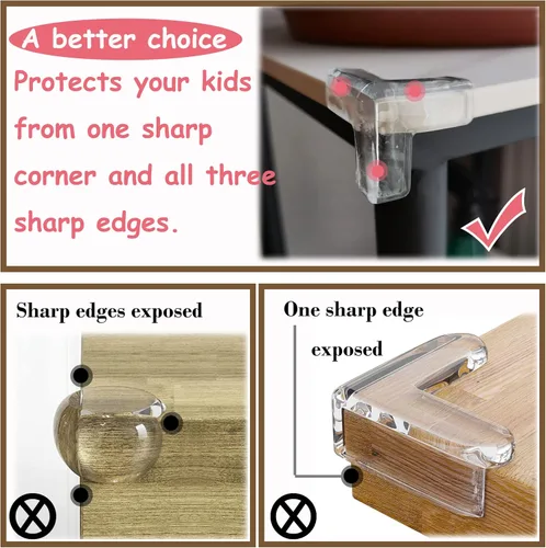 Vista 3 de saicheek 4 Piezas Grande (Longitud: 1.7 pulgadas) Protector de Esquina de Silicona a Prueba de Bebés, Protectores de Esquina de Mesa para Bebé