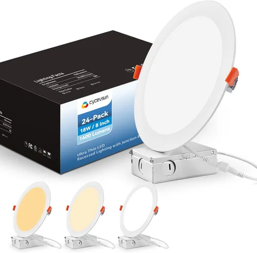 Vista 10 de CycevSun Luces empotrables LED de 4 pulgadas, sin lata, regulables y 5 CCT seleccionables, techo de oblea ultrafina, para exteriores e interiores, 9