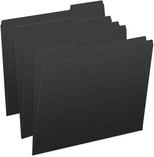 Carpetas de archivos negras, pestaña superior de corte de 1/3, tamaño carta, perfectas para organizar documentos en cajones de archivos, caja de 100