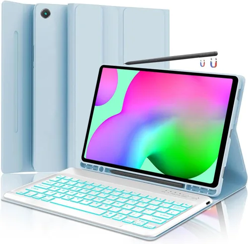 Vista 27 de Funda para teclado para Samsung Galaxy Tab S6 Lite de 10.4" 2024 2022/2020 (SM-P610/P613/P615/P619), Funda para teclado retroiluminada desmontable