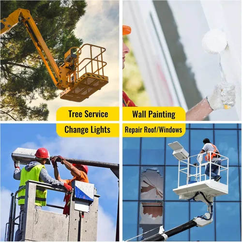 Vista 8 de Jaula de seguridad para carretilla elevadora de 36 x 36 pulgadas, cesta de elevación resistente con ruedas para trabajos aéreos, capacidad de 1200