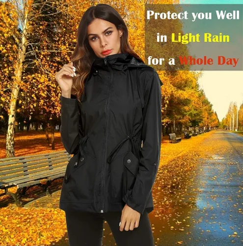 Vista 3 de ZHENWEI - Chaqueta impermeable para mujer con forro, impermeable deportivo para exteriores, caminata o viajes
