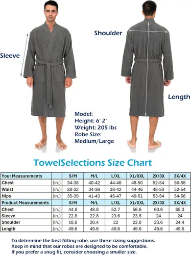 Vista 6 de TowelSelections Bata para hombre. Bata tipo kimono, de algodón con bucles turco, hecha en Turquía.