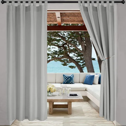 LORDTEX Cortinas para interiores y exteriores, cortinas impermeables con trabillas superiores para patio bloqueadoras de sol, juego de 2 paneles de