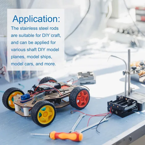Vista 2 de DMiotech Paquete de 2 barras redondas de aluminio de 0.591 in de diámetro y 9.843 in de longitud para manualidades, modelo plano
