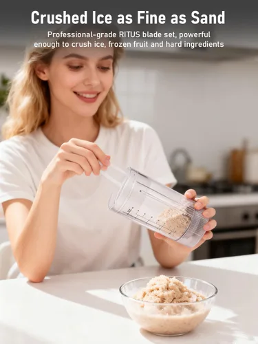 Vista 7 de RITUS VORTEX Pro - Licuadora portátil con recipiente extraíble para licuadoras de hielo, 3 programas, sin BPA, de 20 onzas, anillo magnético, apto