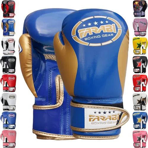 Vista 17 de Farabi - Guantes de boxeo para niños, para Muay Thai, Kick Boxing, entrenamiento, MMA, saco de boxeo