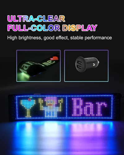 Vista 5 de Letrero LED programable de desplazamiento – Tablero de visualización a todo color con control de aplicación Bluetooth – Patrones personalizados